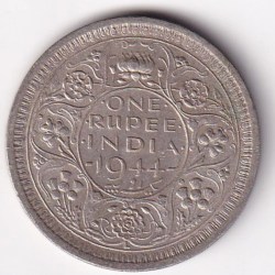 British India One Rupees 1944 George VI (Lahore Mint) Rare Silver UNC Coin