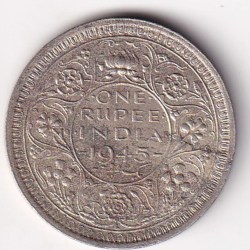 British India One Rupees 1945 George VI (Lahore Mint) Rare Silver UNC Coin