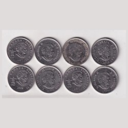 Alternative view of 8 Different Commemorative Rare Canada 25 Cents Including 2 Coloured Coins Rare (8 Coins Set)
