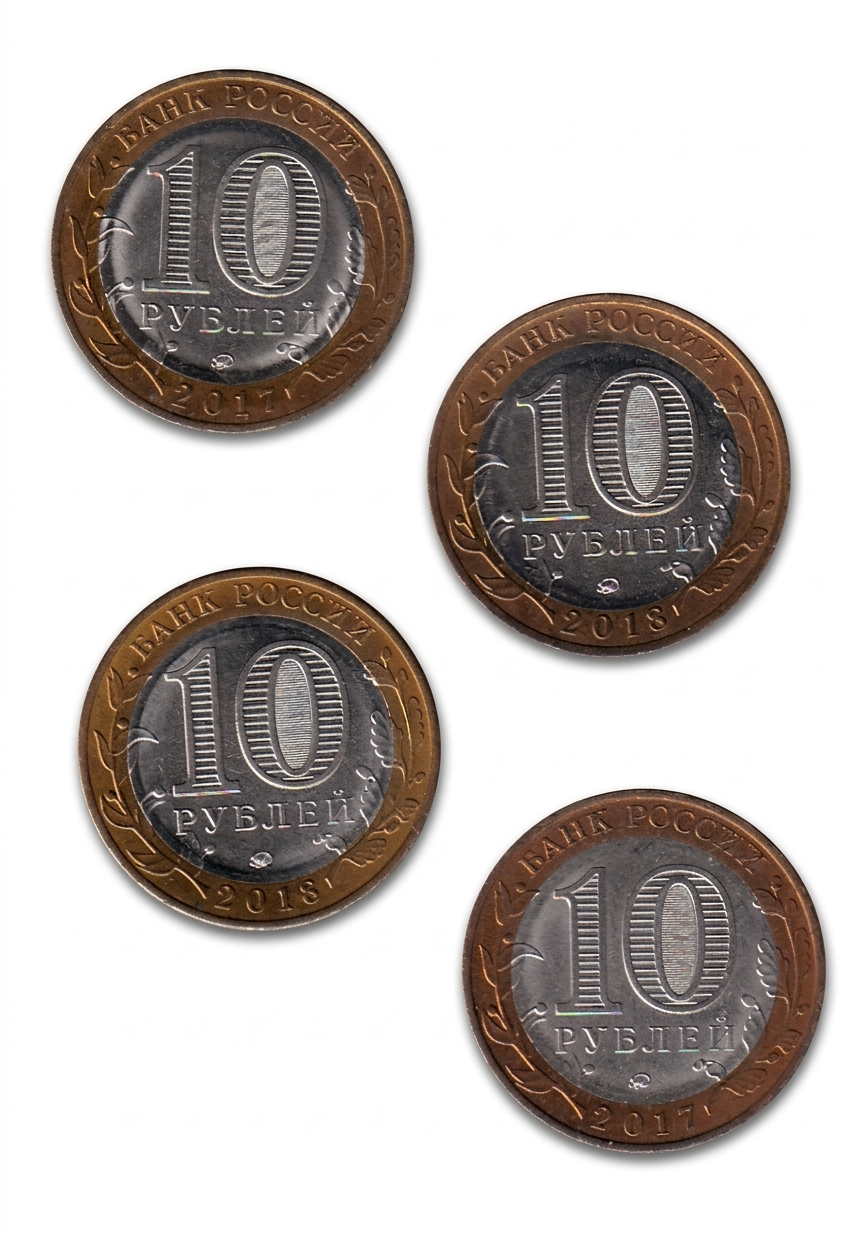 4 DIFFERENT COMMEMORATIVE RUSSIA 10 ROUBLES BIMETALLIC RARE UNC ( 4 COIN SET) #AA- 30 - Image 2