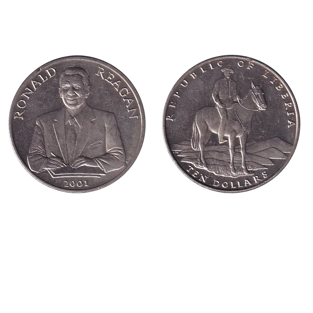 Liberia 10 Dollars 2001 Ronald W. Reagan Commemorative issue Rare UNC Coin