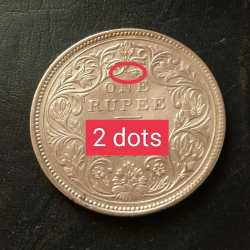 1862 Victoria Very Rare Silver One Ruppes 2 Dots