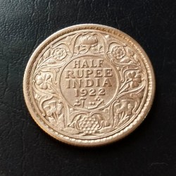 Geroge V Half Ruppes Date 1922 Silver Half Ruppes Weight 5.8g