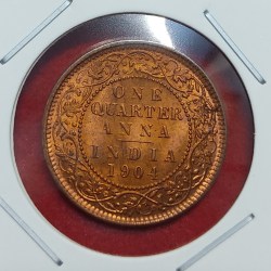 ONE QUARTER ANNA EDWARD VII 1904 CALCUTTA MINT GEM UNC CONDITION