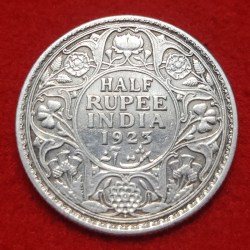 HALF RUPEE SILVER COIN GEORGE V 1923 BOMBAY MINT