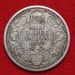 HALF RUPEE SILVER COIN GEORGE V 1924 CALCUTTA MINT
