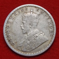 Alternative view of HALF RUPEE SILVER COIN GEORGE V 1924 CALCUTTA MINT