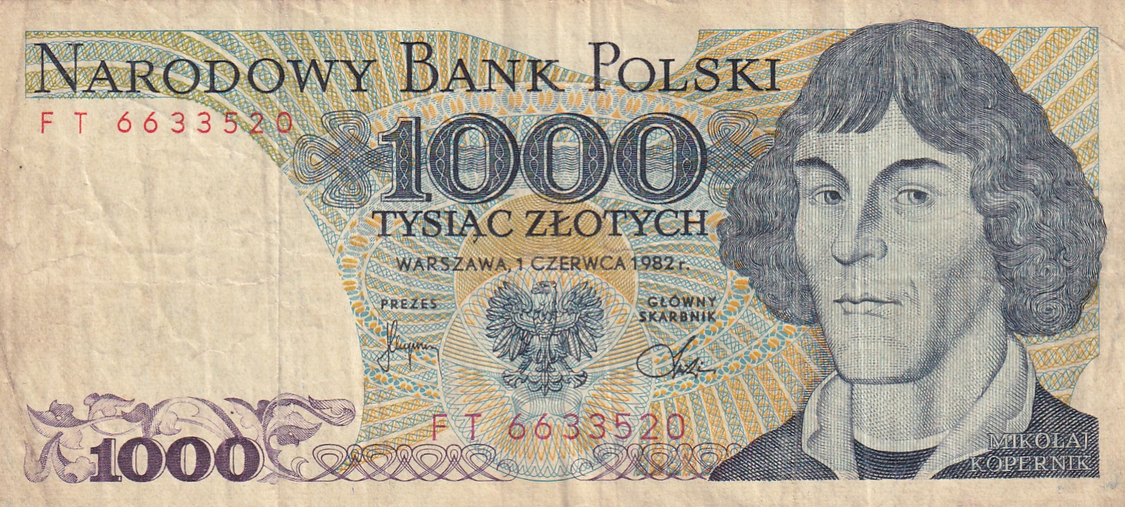 Poland 1000 Zlotys Rare World Note#B2