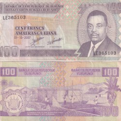 Burundi 100 Francs Small Rare World Note #Q