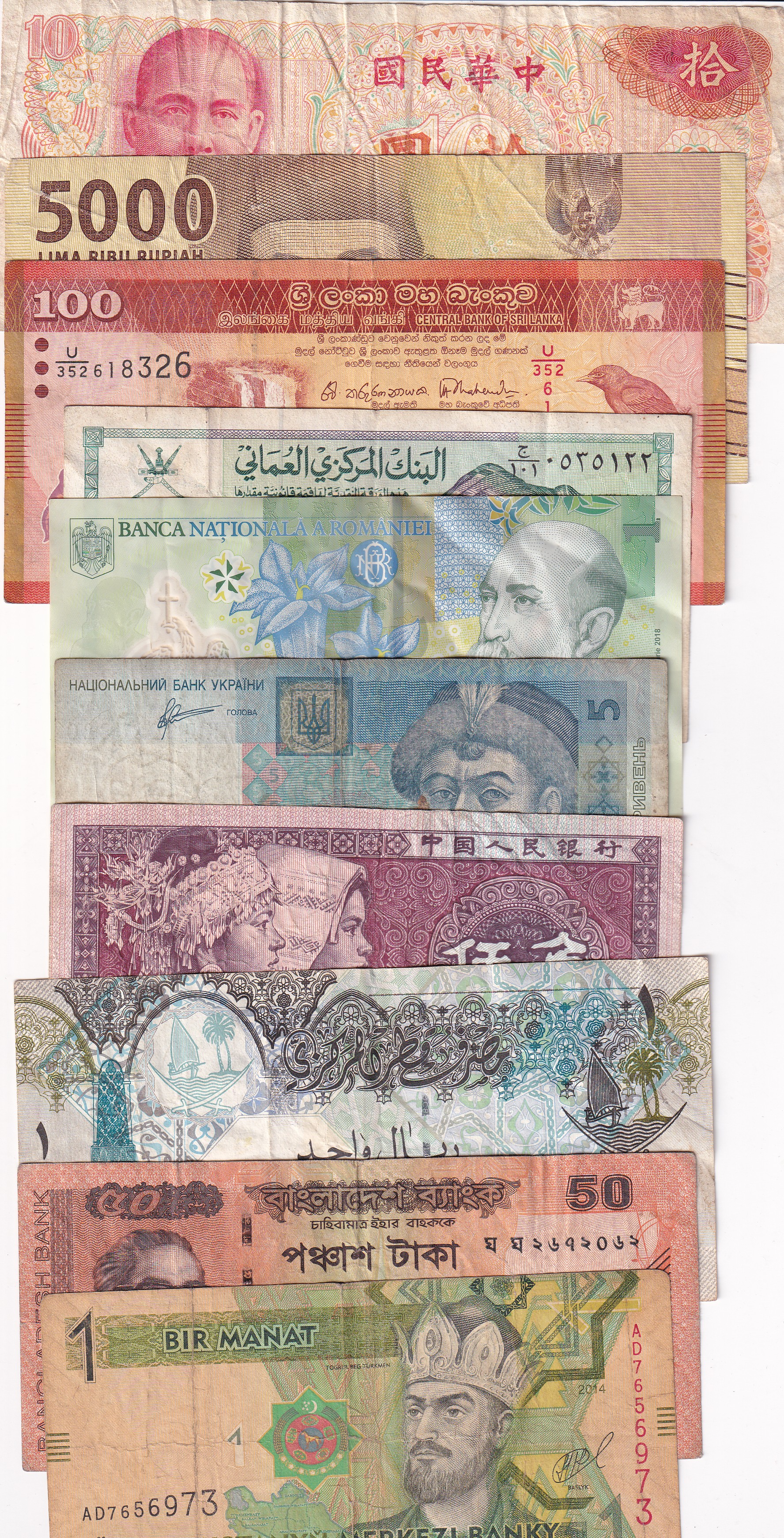 10 Different Counties World Bank Note Set (10 Pcs Lott)#Sku-45