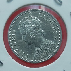Alternative view of 1/4 RUPEE SILVER COIN VICTORIA EMPRESS 1886 CALCUTTA MINT