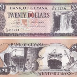 Guyana 20 Dollars Rare GEM UNC Note