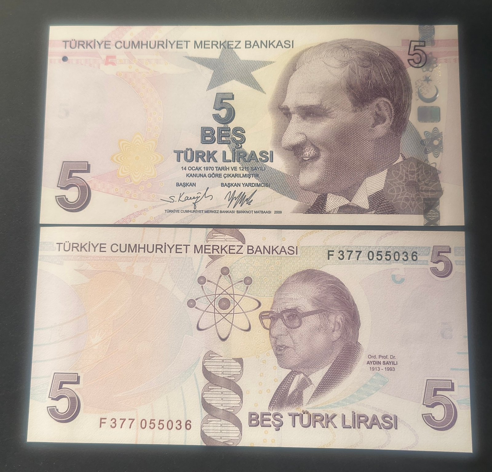 Turkey 5 Lira purple Rare GEM UNC Note
