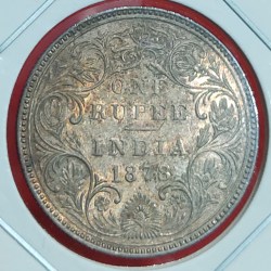 Alternative view of ONE RUPEE SILVER COIN VICTORIA EMPRESS 1878 BOMBAY