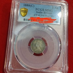 VICTORIA TWO ANNA 1888 C PCGS GRADED MS 62