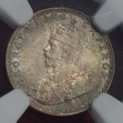 Alternative view of TWO ANNA GEORGE V 1915 BOMBAY NGC GRADED MS 63