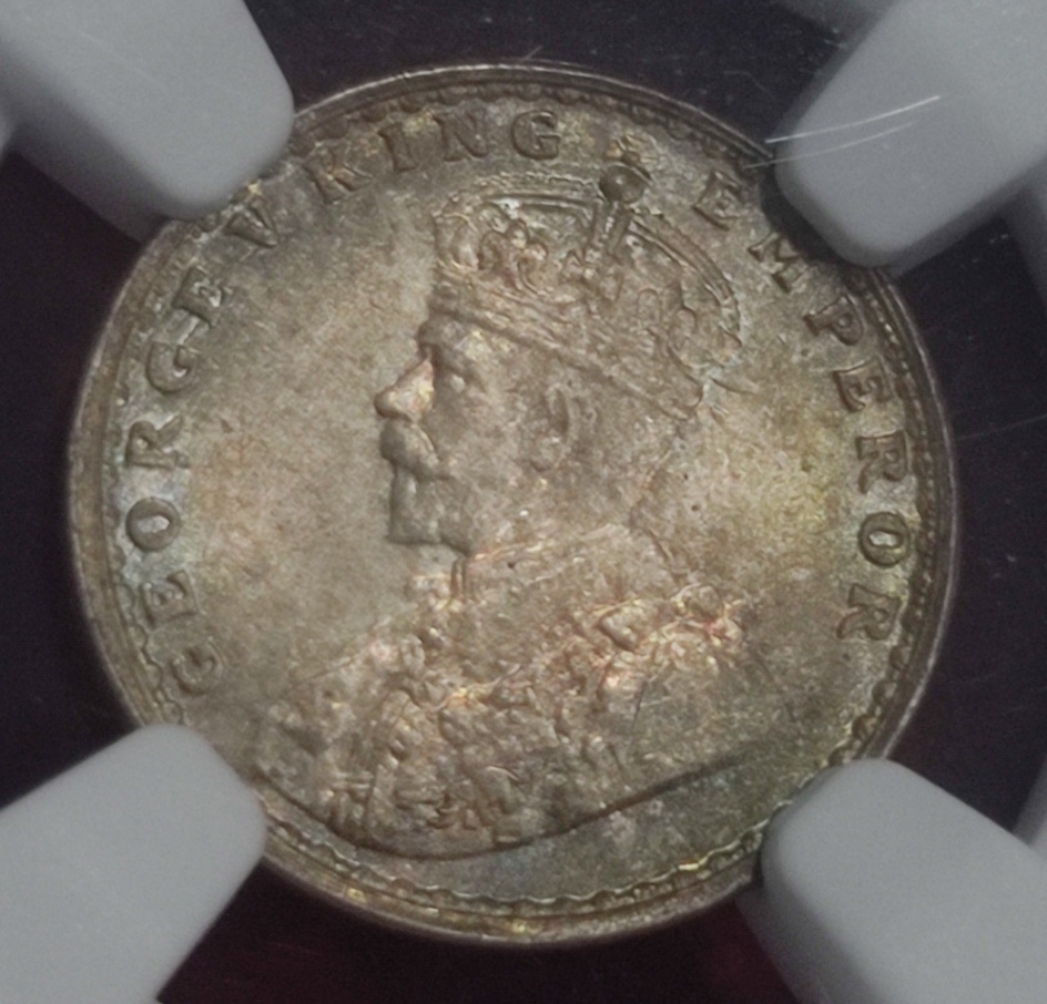 TWO ANNA GEORGE V 1915 BOMBAY NGC GRADED MS 63 - Image 2