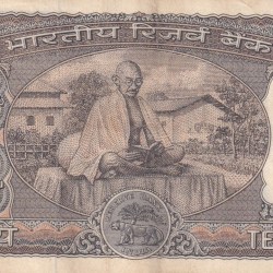 10 Rupees Gandhi Governor B. N. Adarkar Rare Note