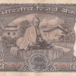 10 Rupees Gandhi Governor B. N. Adarkar Rare Note