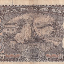 10 Rupees Gandhi Governor B. N. Adarkar Rare Note