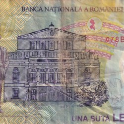 Alternative view of Romania 100 Lei Rare Polymer Foreign Note #B2
