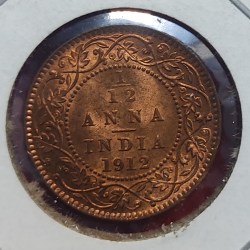 1/12 ANNA GEORGE V YEAR 1912 CALCUTTA BRILLIANT UNC CONDITION
