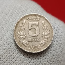 Five Rs Rare Copper Nickel Coin 2004 Year Hyderabad Mint Top Condition 01