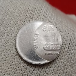 Alternative view of One Rs Extremely Rare Half Shifted Error Coin 2013 Year Calcutta Mint RBI Mistake Coin