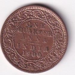 British India 1/4 Anna (1900) Victoria Rare Coin #Z-194