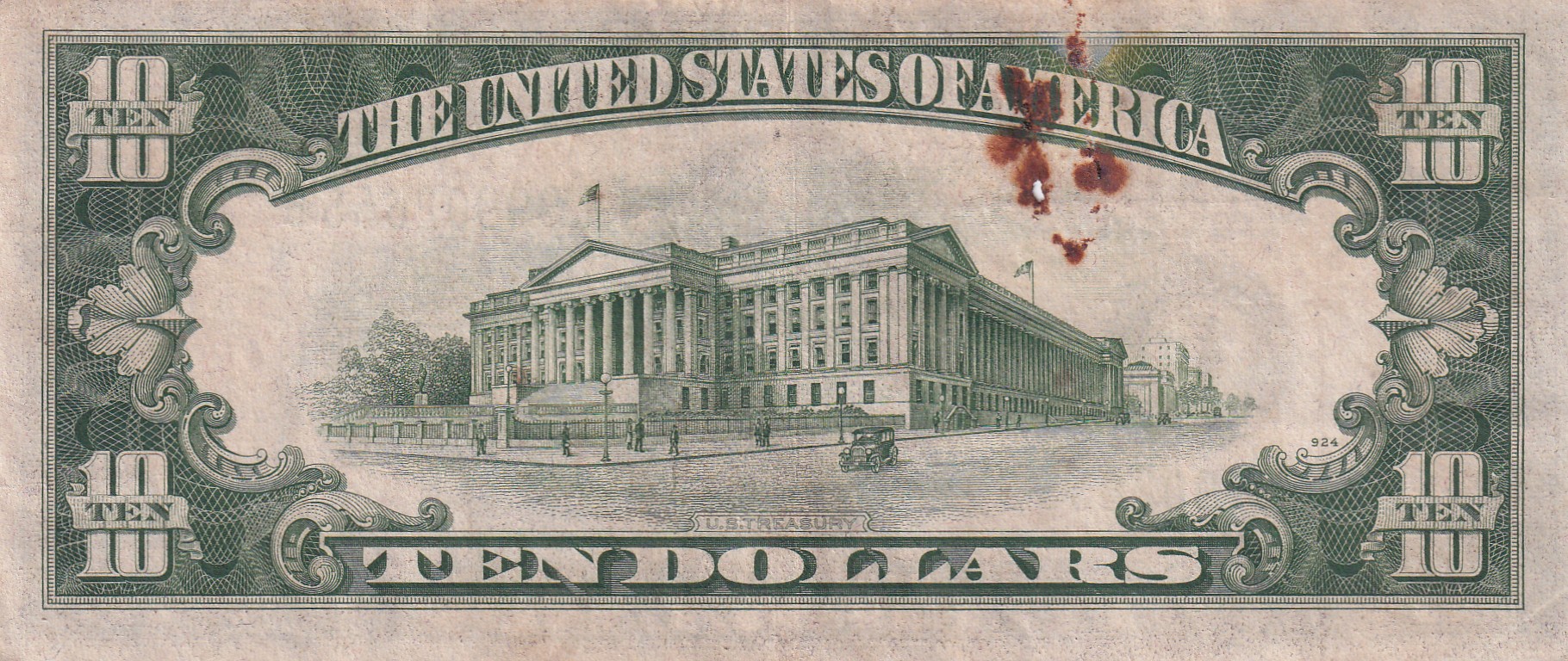 America 10 Dollar (1934 Series) Rare Note #B2 - Image 2