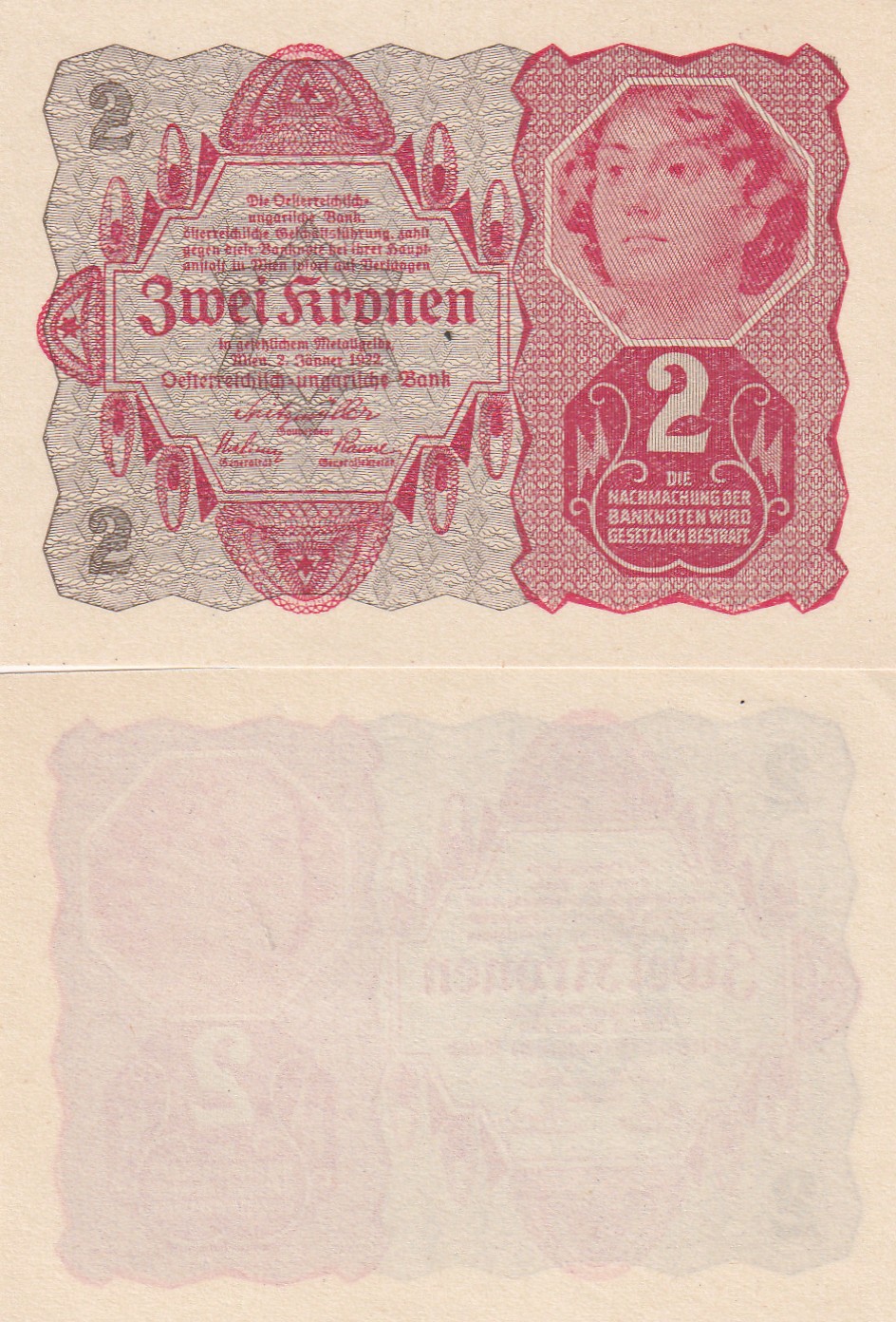Austria 2 Kronen Rare UNC Note