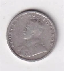 British India 2 Annas 1917 George V Rare Silver Coin