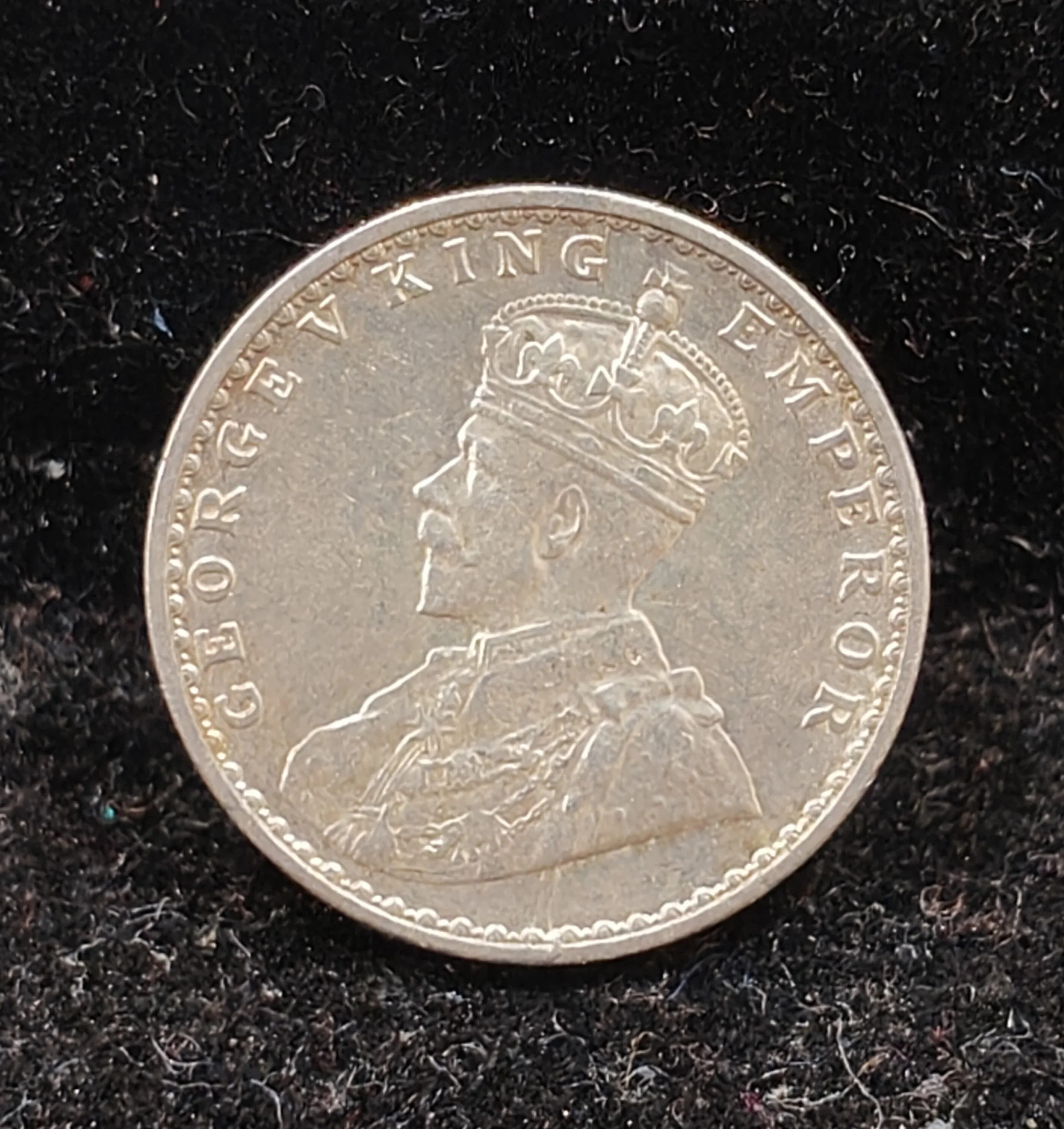 India - British 2 Annas 1917 - George V Rare Silver UNC Coin