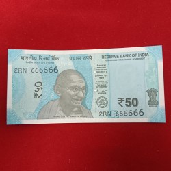 50 Rs Rare Fancy Number Note 666666 Gem Unc Condition 2024 Year Sku 08