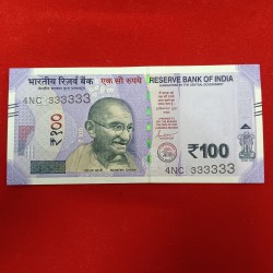 100 Rs Rare Fancy Number Note 333333 Gem Unc Condition Sku 08