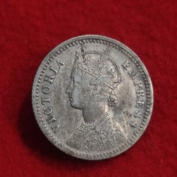 Alternative view of 1/4 RUPEE VICTORIA EMPRESS 1886 CALCUTTA MINT
