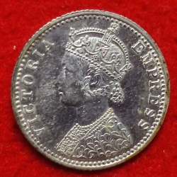 Alternative view of RARE 1/4 RUPEE COIN VICTORIA EMPRESS 1897 BOMBAY MINT