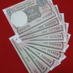 ONE RUPEE FANCY NUMBER SET GEM UNC CONDITION