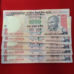 1000 Rs Notes RAunc Condition Governor Raghuram Rajan or D.Subaraw 5 Pcs Given