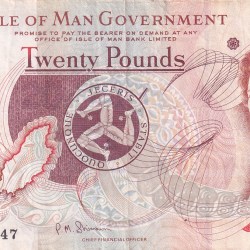 Isle of Man 20 Pounds Rare Note #B2