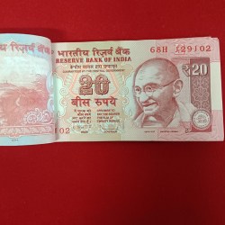 Alternative view of Extremely Rare Twenty Rs Old Red Issue Full Mule Bundle Governor D.Subaraw Double No 129129 Year 2014 129101