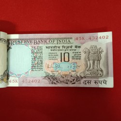 Alternative view of Extremely Rare 10 Rs Peacock Full Bundle Governor RN Malhotra UNC Condition 432401