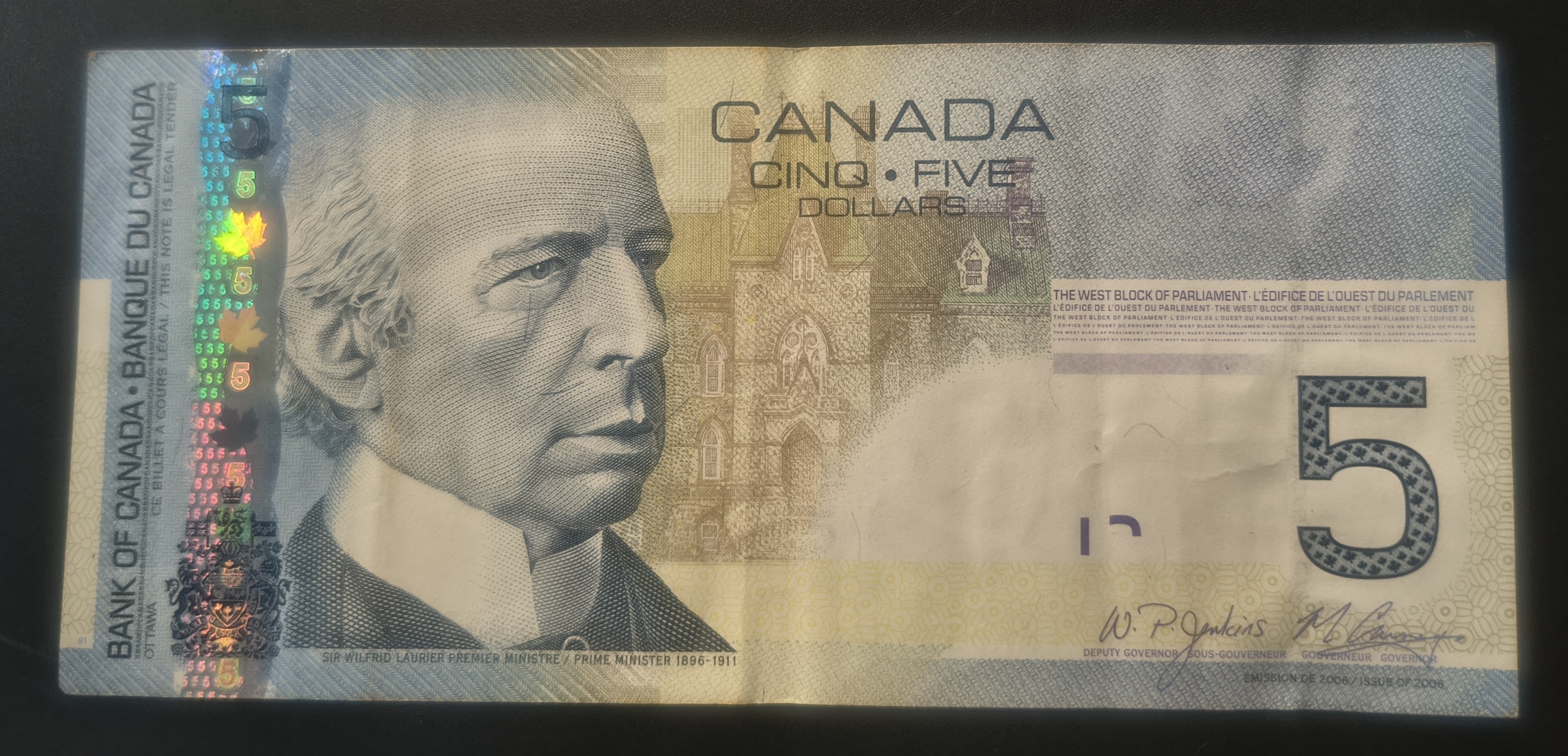 Canada 5 Dollars upgraded security Rare Note #B2