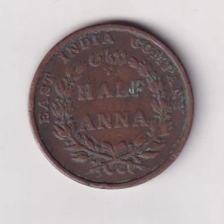 Alternative view of India - British ½ Anna 1835 Rare Coin