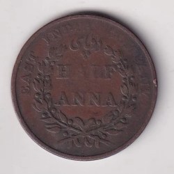 Alternative view of India - British ½ Anna 1835 Rare Coin