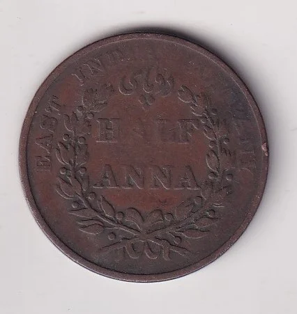 India - British ½ Anna 1835 Rare Coin