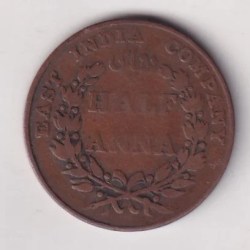 Alternative view of India - British ½ Anna 1835 Rare Coin