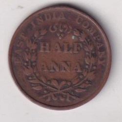 Alternative view of India - British ½ Anna 1835 Rare Coin