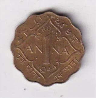 British India 1 Anna 1944 (George VI) Rare Coin