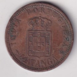 Alternative view of India, Portuguese ½ Tanga - Charles I Rare Coin